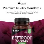 Beetroot Capsules 5100mg - High Strength Beetroot Supplement 180 Vegan Capsules - Nitric Oxide - Enriched with Black Pepper Made in The UK by New Leaf