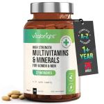 High Strength Multivitamins with Iron & Minerals | 400 Vegan Multivitamin Tablets for Women, Multivitamin Tablets for Men | 100% of All Vitamins | Adult Multi Vitamin | VitaBright Vitamin Supplements