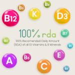 High Strength Multivitamins with Iron & Minerals | 400 Vegan Multivitamin Tablets for Women, Multivitamin Tablets for Men | 100% of All Vitamins | Adult Multi Vitamin | VitaBright Vitamin Supplements