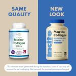 Marine Collagen Supplements for Women & Men 1200mg | 120 High Strength Marine Collagen Capsules | Pure Superior Type 1 Hydrolysed with Hyaluronic Acid, Vitamins C, E, B12, Copper, Zinc and Iodine