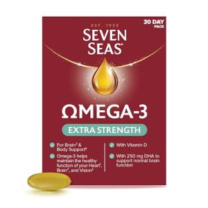 Seven Seas Omega-3 Fish Oil, Extra Strength, Omega 3 plus Vitamin D For Whole Body Healthplus, 30 One-A-Day Capsules, 1 Month Supply