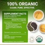 Organic Green Tea Extract Capsules | Premium Green Tea Capsules with Natural EGCG | Certified Organic by Soil Association | Vegan Ayurveda Supplement Low Caffeine | 60 Easy Swallow Pills | UK Made