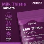 Milk Thistle High Strength Tablets 10,500mg & 80% Silymarin Per Serving | 120 Tablets | Milk Thistle Herbal Supplement | Vegan & UK Made