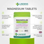Lindens 500mg Magnesium Tablets | 90s 1-a-Day | UK Made | Tiredness, Muscle Function, Energy, Bones, Teeth, Nervous System | Letterbox Friendly | Vegan