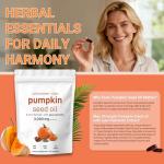 Pumpkin Seed Oil Capsules with Saw Palmetto – Cold Pressed, 3000mg, Hair Growth & Prostate Support – Vegan, High Strength, 180 Capsules