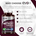 Beetroot Complex & L-Citrulline 10,000mg | 180 Capsules | High Strength | Nitric Oxide Booster to Support Circulation for Energy & Daily Wellness | Vegan, Non-GMO, UK Made, 3 Months | EVO NUTRITION