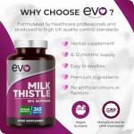 Milk Thistle Tablets | 80% Silymarin | 365 Tablets | Vegan Supplement | Milk Thistle Capsules Alternative | Made in The UK