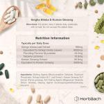 Ginkgo Biloba and Korean Ginseng Tablets | High Strength | Ginkgo 9000mg & Ginseng Root 3000mg | 180 Vegan Tablets | by Horbaach