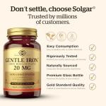 Solgar Gentle Iron (Iron Bisglycinate) 20 mg Vegetable Capsules - Pack of 90