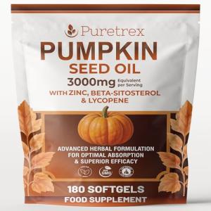 Pumpkin Seed Oil Complex 3000mg with Zinc, Beta-Sitosterol & Lycopene – 180 Vegan Softgels – Hair, Prostate & Hormonal Support – Made in UK, Lab Tested