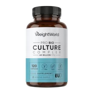 Bio Cultures Complex Probiotics & Prebiotics - 60 Billion CFU - 2 Months Supply - 120 Capsules - 20 Live Bio Cultures - Lactobacillus & Bifidobacterium Strains - Vegan Probiotic Complex Capsules