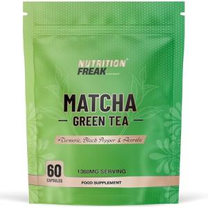 Matcha Green Tea 60 Capsules - Matcha Green Tea Tablets - Boosted with Turmeric, Acerola Cherry & Black Pepper