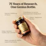 Solgar Biotin 5000 mcg Vegetable Capsules - High Strength Formula - Supports Hair Growth, Glowing Skin, Energy & Vitality - Health Supplement - Sugar Free - Suitable for Vegans - Pack of 50