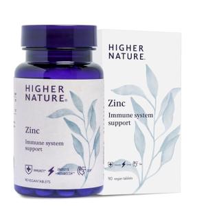 Higher Nature - Zinc - Immune System, Cognitive Function & Fertility Support - Gluten Free - Vegetarian & Vegan - 90 Tablets