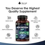 Magnesium Glycinate 4-in-1 Complex 1836mg – 381mg Elemental Per Serving – High-Strength Magnesium with Bisglycinate, Citrate, Malate, Oxide – 120 Vegan Capsules – UK Manufactured by New Leaf