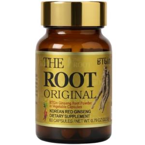 BTGIN The Root Original Korean Red Panax Ginseng Supplement - 100% Whole Fine Root Powder with Natural Fiber & Minerals - Caffeine Free Stamina, Wellness & Immunity Support - 60 Capsules