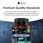 Magnesium Glycinate 4-in-1 Complex 1836mg – 381mg Elemental Per Serving – High-Strength Magnesium with Bisglycinate, Citrate, Malate, Oxide – 120 Vegan Capsules – UK Manufactured by New Leaf