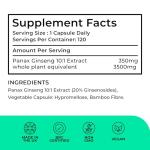 Panax (Korean) Ginseng 3500mg 20% Ginsenosides | 4 Month Supply - 120 High Strength Capsules with No Bulking Agents | for Improved Memory, Athletic Endurance, Stress Reduction | Love Life Supplements