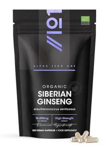 Organic Siberian Ginseng 10,000mg - High Strength Eleutherococcus Senticosus 15:1 Extract - 120 Vegan Capsules – Resealable and Recyclable Pouch by Alpha01