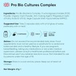 Bio Cultures Complex Probiotics & Prebiotics - 60 Billion CFU - 2 Months Supply - 120 Capsules - 20 Live Bio Cultures - Lactobacillus & Bifidobacterium Strains - Vegan Probiotic Complex Capsules