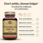 Solgar Vitamin D3 1000 IU (25 µg) Softgels - Pack of 250 - Healthy Bones and Teeth - Supports Immunity and Muscle Function - Gluten Free