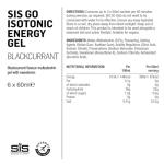 Science in Sport GO Isotonic Energy Gel 6 x 60ml Blackcurrant – Fast-Acting – Vegan – Formulation with 22g of carbohydrates, a great source of energy