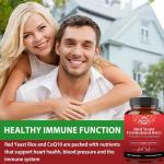 CoQ10 & Nattokinase (3 Cholesterol Lowering Ingredients) Supplement, CoQ10 - Heart & Cardiovascular Health, Antioxidant, Coenzyme Q10 Cholesterol Lowering Supplements 120 Vegan Capsules