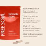 Intimate Flora for Women | 20 Billion CFU Fortified with 15,000mg Cranberry, Fenugreek & Chlorella | Bio Cultures for Women's Intimate Flora | 60 Capsules | Free Soul