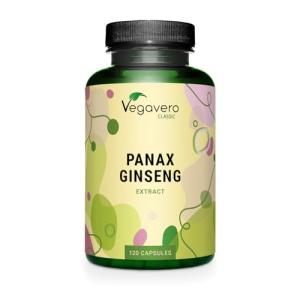 Vegavero Panax Ginseng | 4,800 mg (8:1 Extract) | with 20% Ginsenosides | NO Additives | 120 Vegan Capsules | Korean Red Ginseng