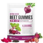 Beetroot Gummies, 90 Gummies 20:1 High-Concentration Beetroot Extract Supplement with Vitamin C, B12, Grape Seed Extract & Black Pepper, Boost Energy Levels, Supports Immune & Heart Health