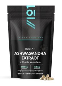 Ashwagandha Extract 5000mg - 5% Withanolides (12.5mg) - 120 Vegan Capsules - Made with BioPerine® Black Pepper for Higher Bioavailability (4 Month Supply) by Alpha01