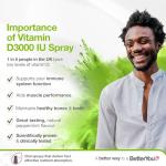 BetterYou Vitamin D 3000 IU Oral Spray, Fast Acting Vitamin D3 Supplement, Supports Bones, Teeth and a Healthy Immune System, 3-Month Supply, Natural Peppermint Flavour, Made in The UK