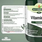Natures Aid Vitamin B1 100mg Thiamine Tablets – High Strength Food Supplement – Supports Energy Metabolism, Nervous System, Heart & Mind – Vegan, Gluten-Free, Non-GMO – 90 Tablets