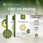 Healthspan 900mg (2 x Packs of 450mg) CBD Oil Capsules | 60 Capsules | Added Vitamin D3 | Vegan