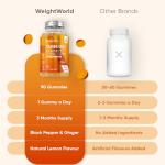 Turmeric Gummies with Black Pepper & Ginger 2100mg | 90 Vegan Gummies | Natural Lemon Flavour | 3 Months Supply | Non-GMO & Gluten Free | 3-in-1 Turmeric Supplement for Men & Women