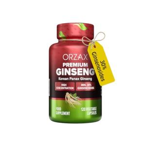 ORZAX Korean Panax Ginseng Capsules with 30% Ginsenosides for Performance & Energy Supplements for Women and Men - Red Ginseng for Enhanced Focus (120 Veg Capsules)