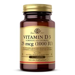 Solgar Vitamin D3 (Cholecalciferol) 1000 IU (25 µg) Tablets - Pack of 90 - Support a Healthy Immune System - Stronger Teeth and Bones - Vegan and Gluten Free