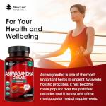 Ashwagandha Gummies 1200mg – High Strength 5% Withanolides - Real Fruit Juice, No Artificial Colours or Flavours – Pure Ashwagandha Root Extract, 60 Vegan Gummys, Gluten Free, UK Made by New Leaf