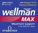 Wellman Max - Multivitamin Tablets for Men Formula Mix with Maximum Support for Energy, Immune System, Testosterone Level, Bone, Brain,Heart and Vision Health,