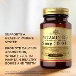 Solgar Vitamin D3 (Cholecalciferol) 1000 IU (25 µg) Tablets - Pack of 90 - Support a Healthy Immune System - Stronger Teeth and Bones - Vegan and Gluten Free