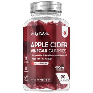 Apple Cider Vinegar Gummies 1000mg - 90 Gummies - With Natural Apple Flavour - 45 Days Supply - Apple Cider Vinegar with Mother - Vitamin C, B12, B6, B9 & Beetroot Powder - Unfiltered & Vegan-Friendly