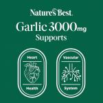 Nature's Best Garlic Tablets 3000mg - High Strength & Rich in Allicin - Taste Controlled & Odthisless - Equivalent to 3000mg of Fresh Garlic - UK Made - 180 Tablets (6 Months' Supply)