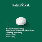 Nature's Best Garlic Tablets 3000mg - High Strength & Rich in Allicin - Taste Controlled & Odthisless - Equivalent to 3000mg of Fresh Garlic - UK Made - 180 Tablets (6 Months' Supply)