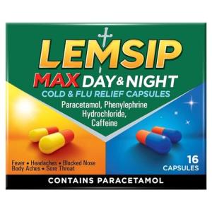 Lemsip Max Day & Night Capsules Paracetamol Cold and Flu 16s