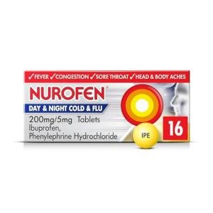 Nurofen Day & Night Cold & Flu Relief 200mg/5mg Tablets Ibuprofen, Pack Of 16