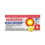 Nurofen Day & Night Cold & Flu Relief 200mg/5mg Tablets Ibuprofen, Pack Of 16