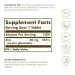 Solgar Zinc 50 mg Tablets - Pack of 100 - Supports a Healthy Immune System - Potent Antioxidant - Free from Sugar, Salt and Starch - Vegan