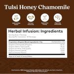 Organic India Tulsi Honey Chamomile Tea - Organic Tulsi & Chamomile Infusion - Softly Sweet Herbal Blend with Honey Notes - Caffeine-Free for Relaxation - 18 Individually Wrapped Tea Bags