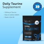 Nutravita Taurine Supplement 1500mg - 180 High Strength Taurine Tablets - Vegan Amino Acids Taurine Nutritional Supplements - Powder Alternative - Sports Supplement for Men & Women - Made in The UK