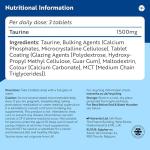 Nutravita Taurine Supplement 1500mg - 180 High Strength Taurine Tablets - Vegan Amino Acids Taurine Nutritional Supplements - Powder Alternative - Sports Supplement for Men & Women - Made in The UK